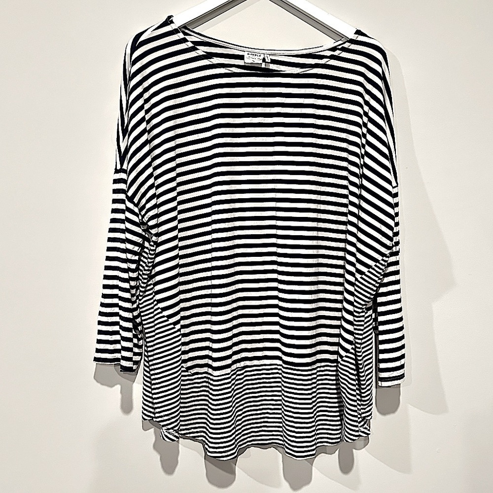 Striped Black and White Top Nautical Size 1X Classic